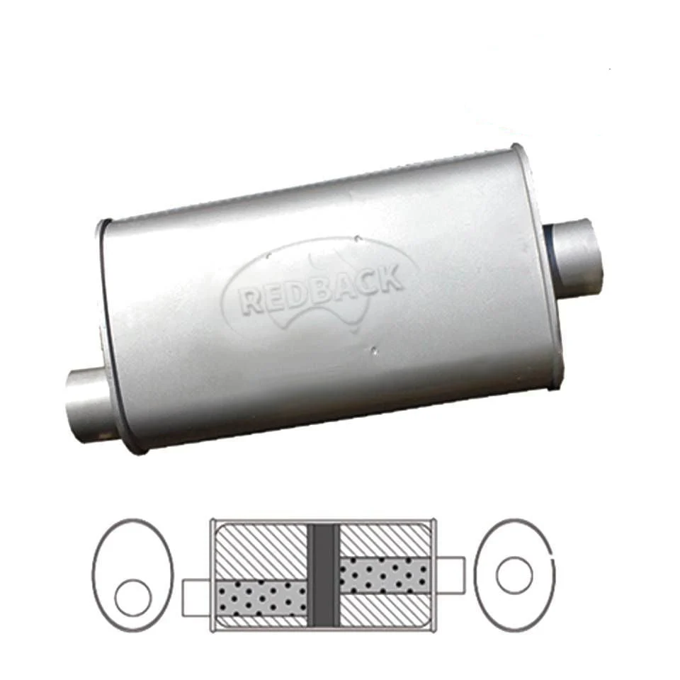 Redback - 2" Chambered Muffler Offset/Offset 16"x8"x4" Oval Aluminised