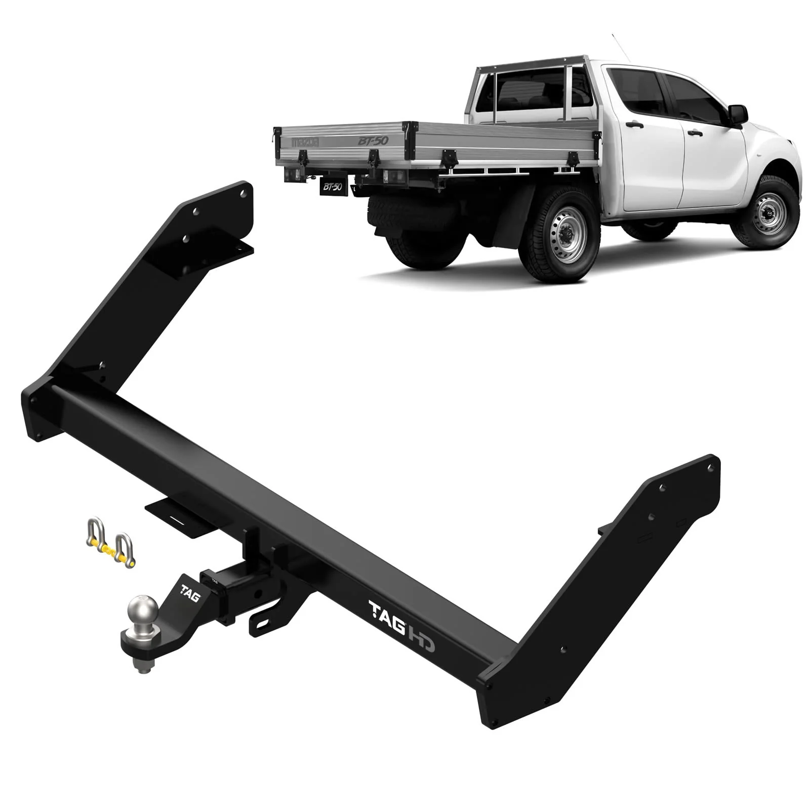 TAG | Heavy Duty Extended Towbar 3-Piece & Direct Fit CANBUS Wiring Kit | Ford Ranger PX2 PX3 Cab Chassis 2015–2022 | T7F706-K102 - Image 2