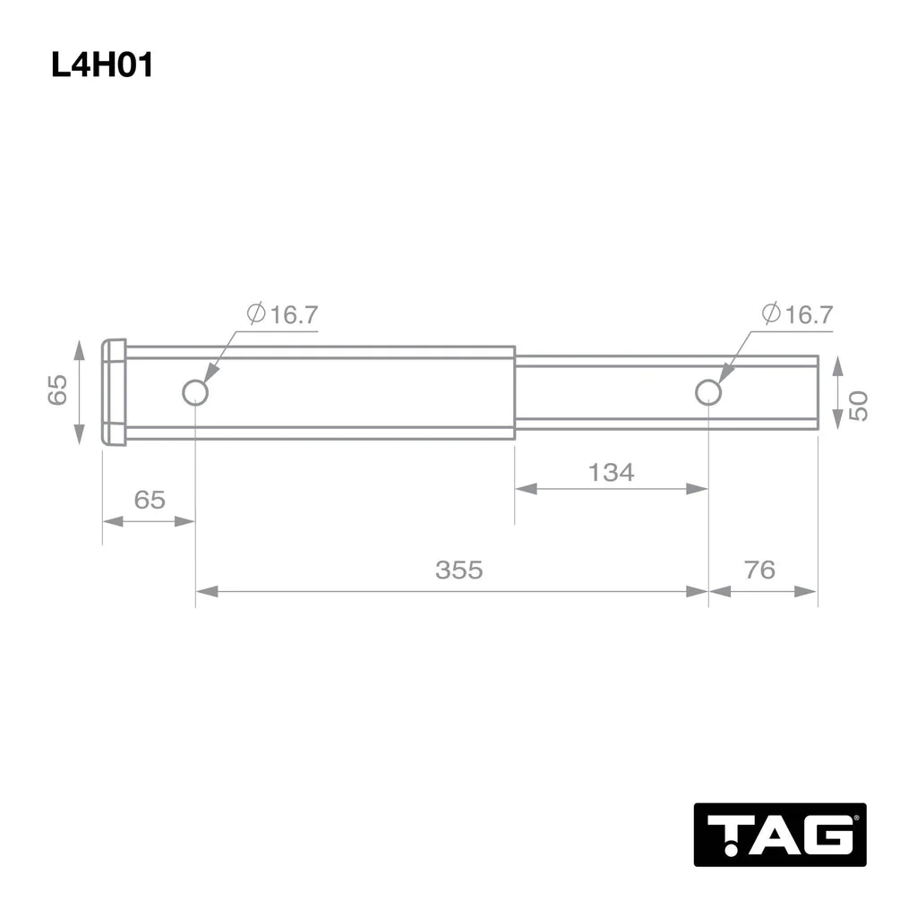 TAG | Hitch Extender 356mm Long | 50mm Square Hitch Bike Rack Use Only | L4H01 - Image 3
