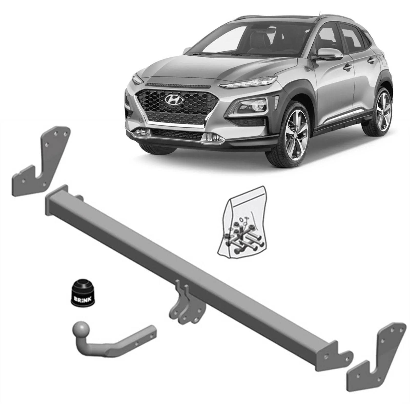 BRINK | Fixed 2 Bolt Towbar & Direct Fit Wiring | Hyundai Kona OS/EV 2017–2023 | BR-646500-K101