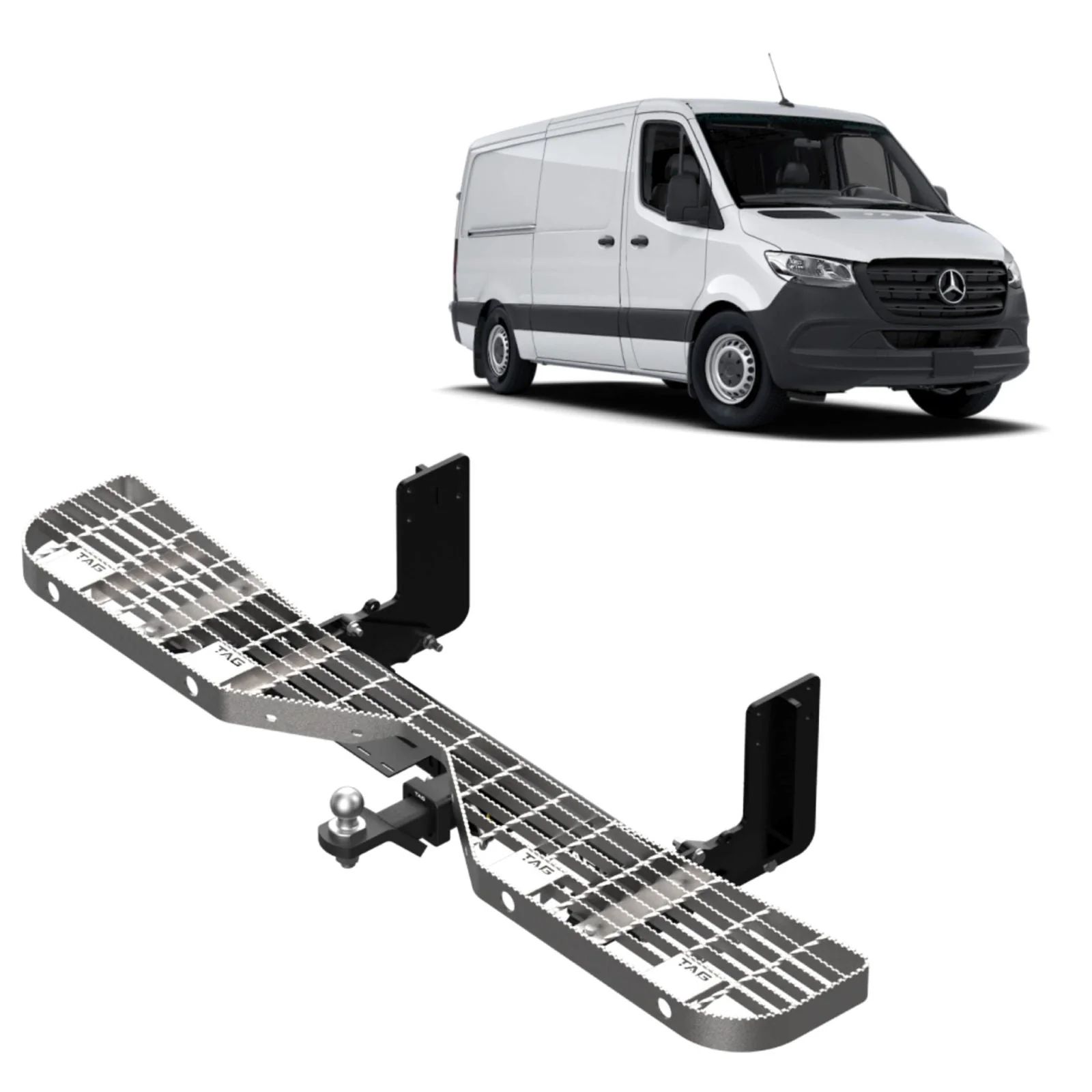 TAG | Rear Step, Heavy Duty Towbar & Direct Fit Wiring | Sprinter 519 907 MWB Narrow Chassis | T7P753-K111