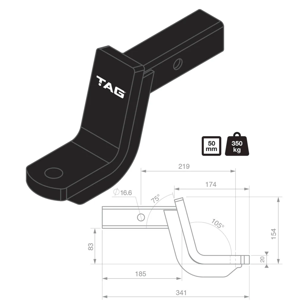 TAG | Heavy Duty Tow Ball Mount | Toyota Landcruiser 200 Series 2007–2021 | L4171 - Image 2