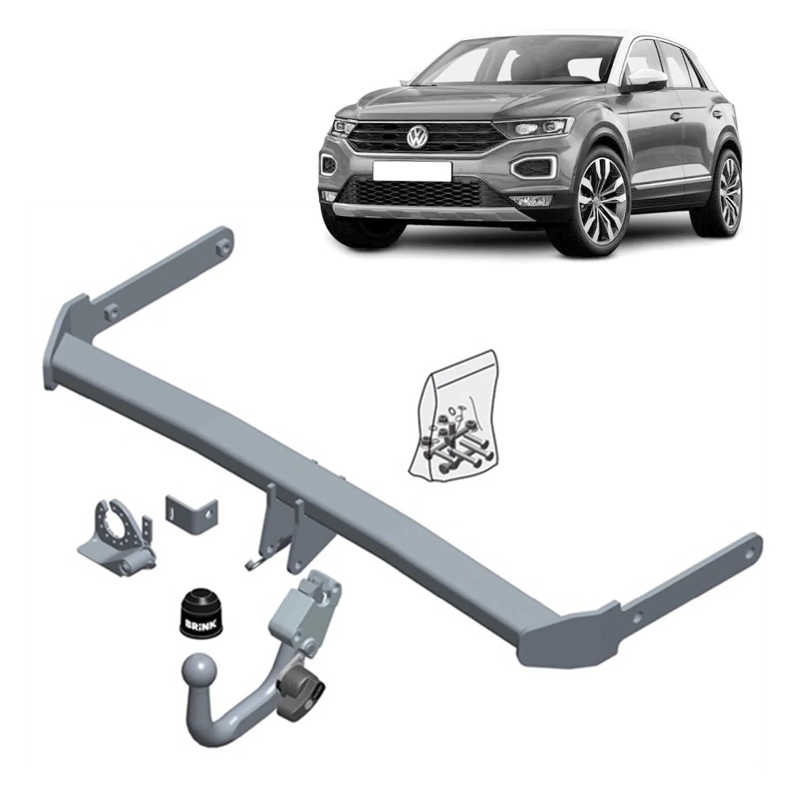 BRINK | Diagonal Detach Towbar & Universal Wiring | VW T-ROC A11/D11 2017–On | BR-647300-K301