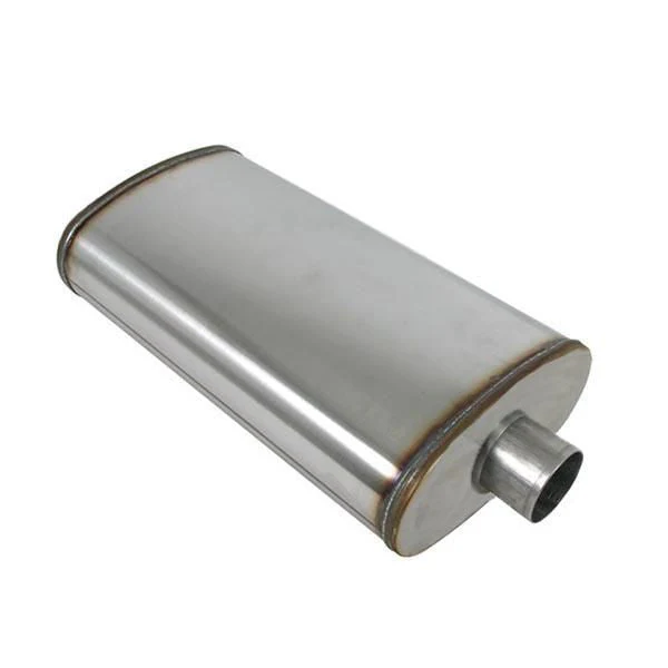 Redback - 3" Mega Power Muffler O/C 14"x9"x4" Oval 409 Stainless Steel (With Spigots, Unpolished) - Image 2