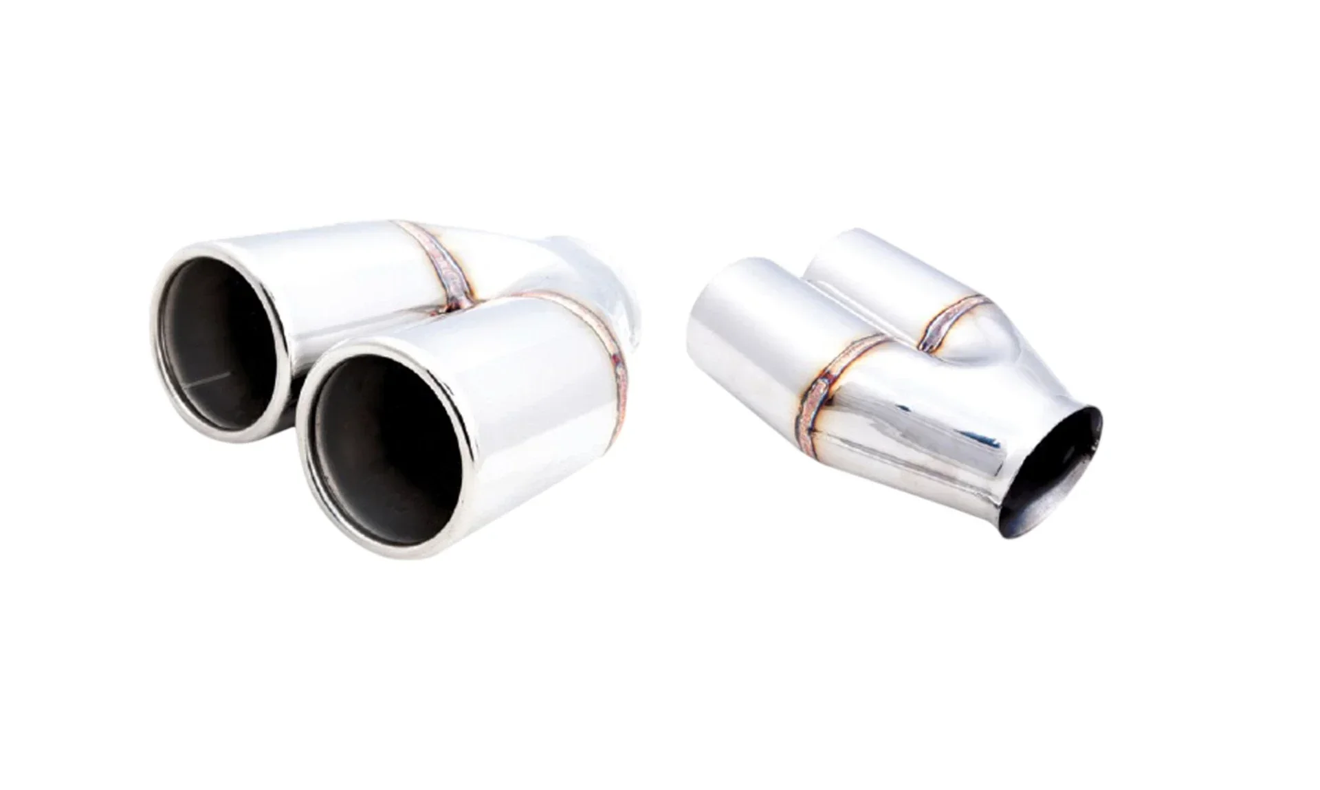 XForce | Twin 3" Round Rolled-In Y-Piece Exhaust Tip | 3" Inlet | 304 Stainless Steel | TY15-76