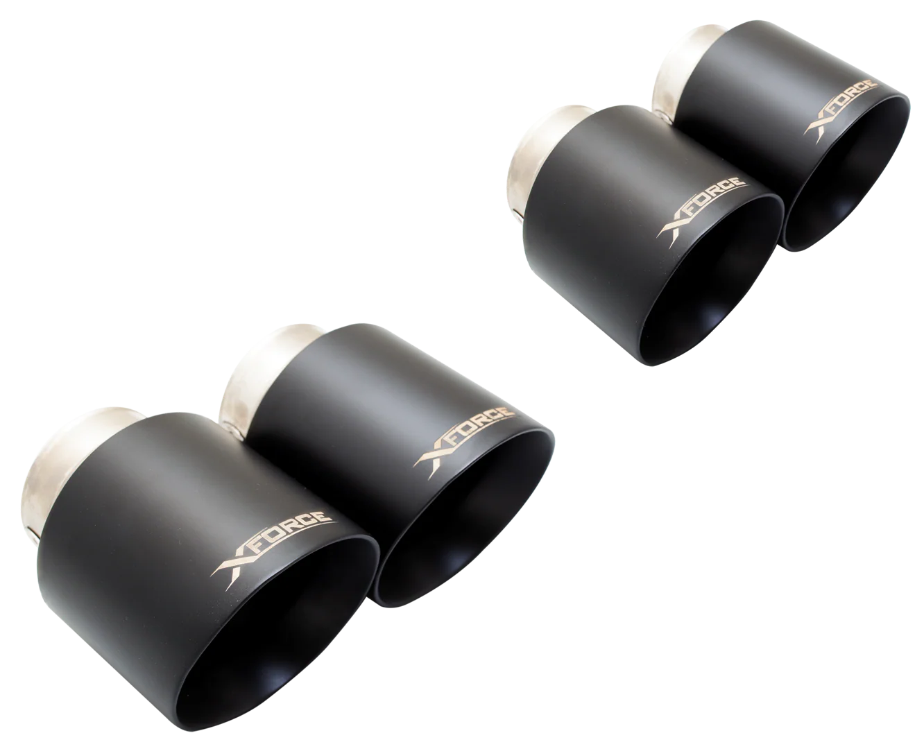 Xforce | 3.5" Quad Matte Black Exhaust Tip Kit | Ford Mustang GT S550 2018–2023 | ES-FM18-BLACKTIPS