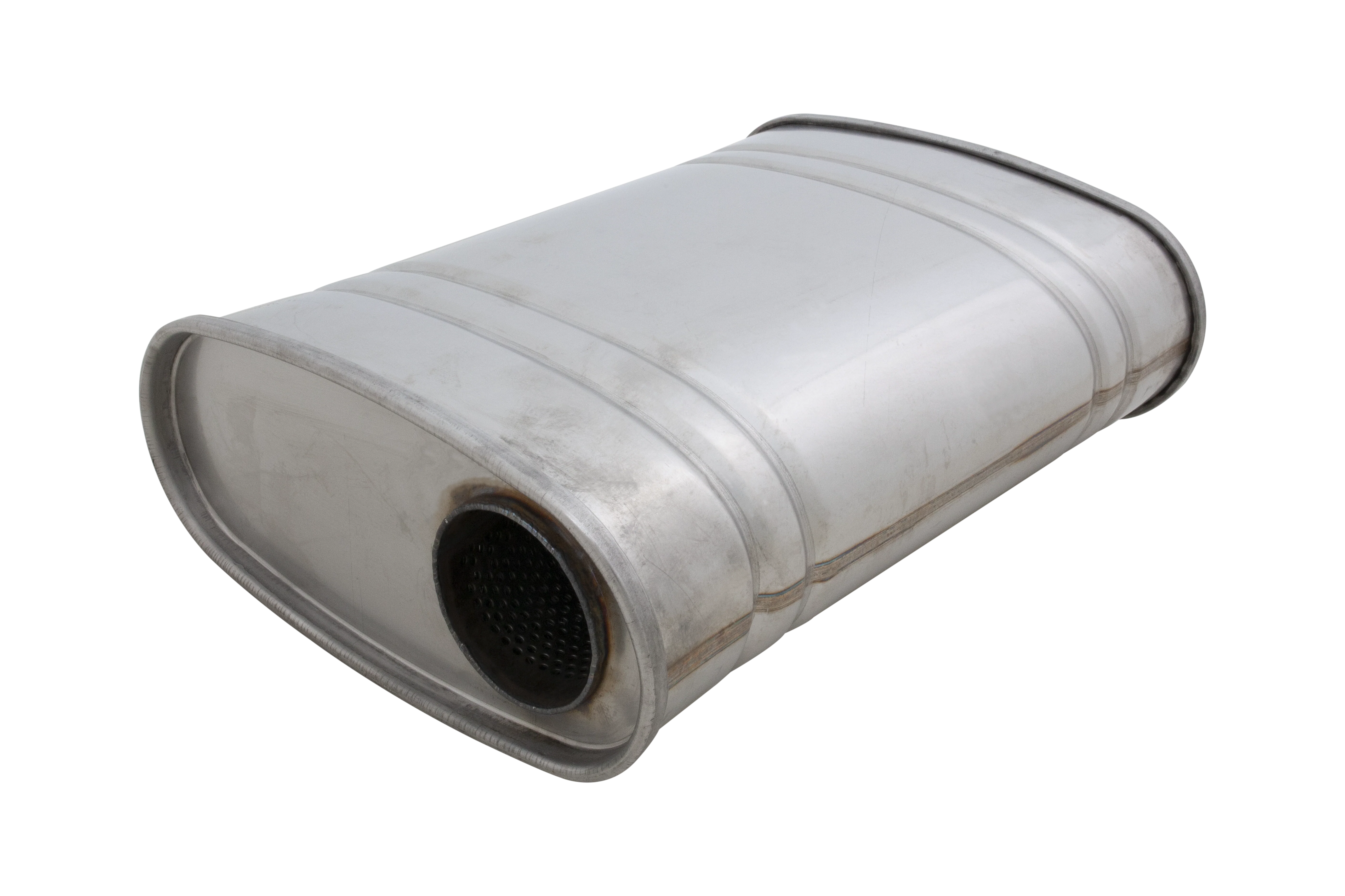 XForce | 2.5" Offset-Centre Performance Muffler | 4"x8"x14" Raw 409 Stainless Steel | VX08-1463(409)
